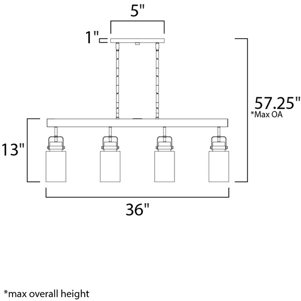 Magnolia 4-Light 5 Wide Bronze / Gold Linear Pendant